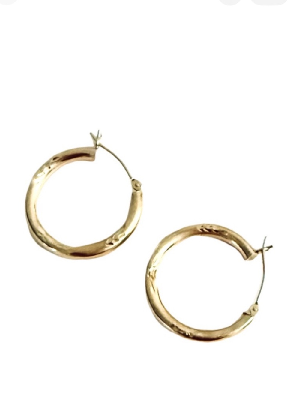 14 Karat Gold Hoop Earrings Etched